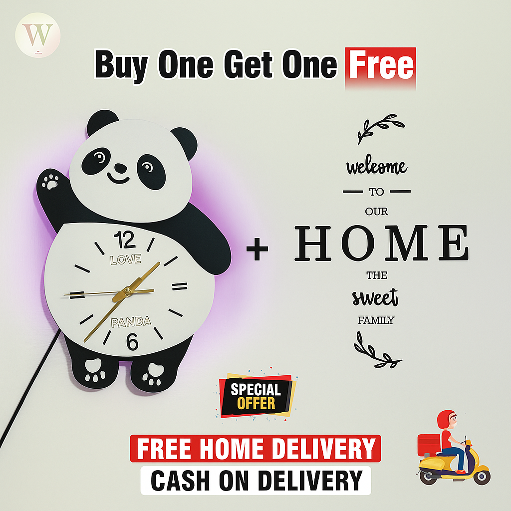 "Lighted Panda Clock(with Moveable Legs)"