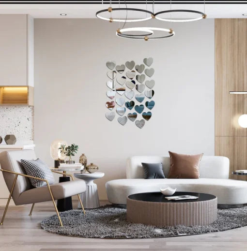 "Acrylic Heart wall decor Mirror(Silver) -