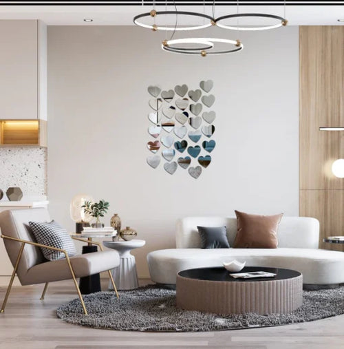 "Acrylic Heart wall decor Mirror(Silver) -