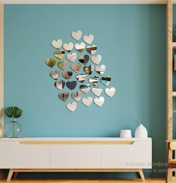 "Acrylic Hexagon wall decor Mirror(Silver) - Wall Decor"