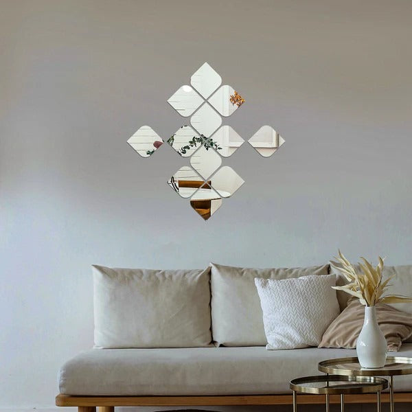 "Acrylic Hexagon wall decor Mirror(Silver) - Wall Decor"