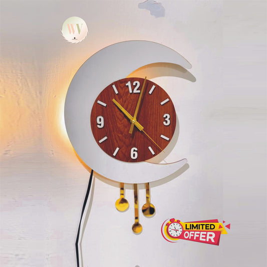 "Lighted Moon Clock(with Golden Arcylic)"